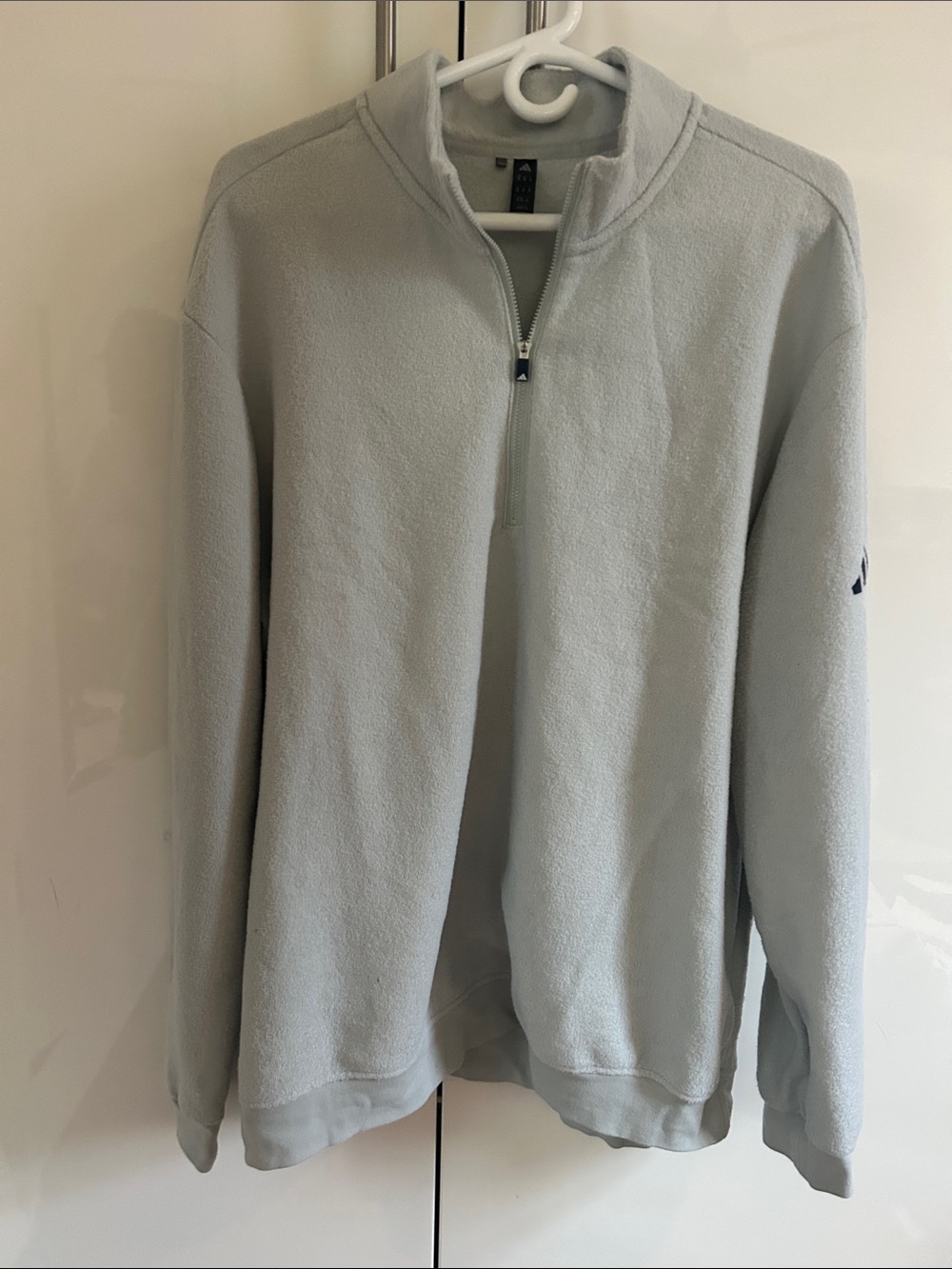 adidas Men's Light Gray Zip-Up Sweater